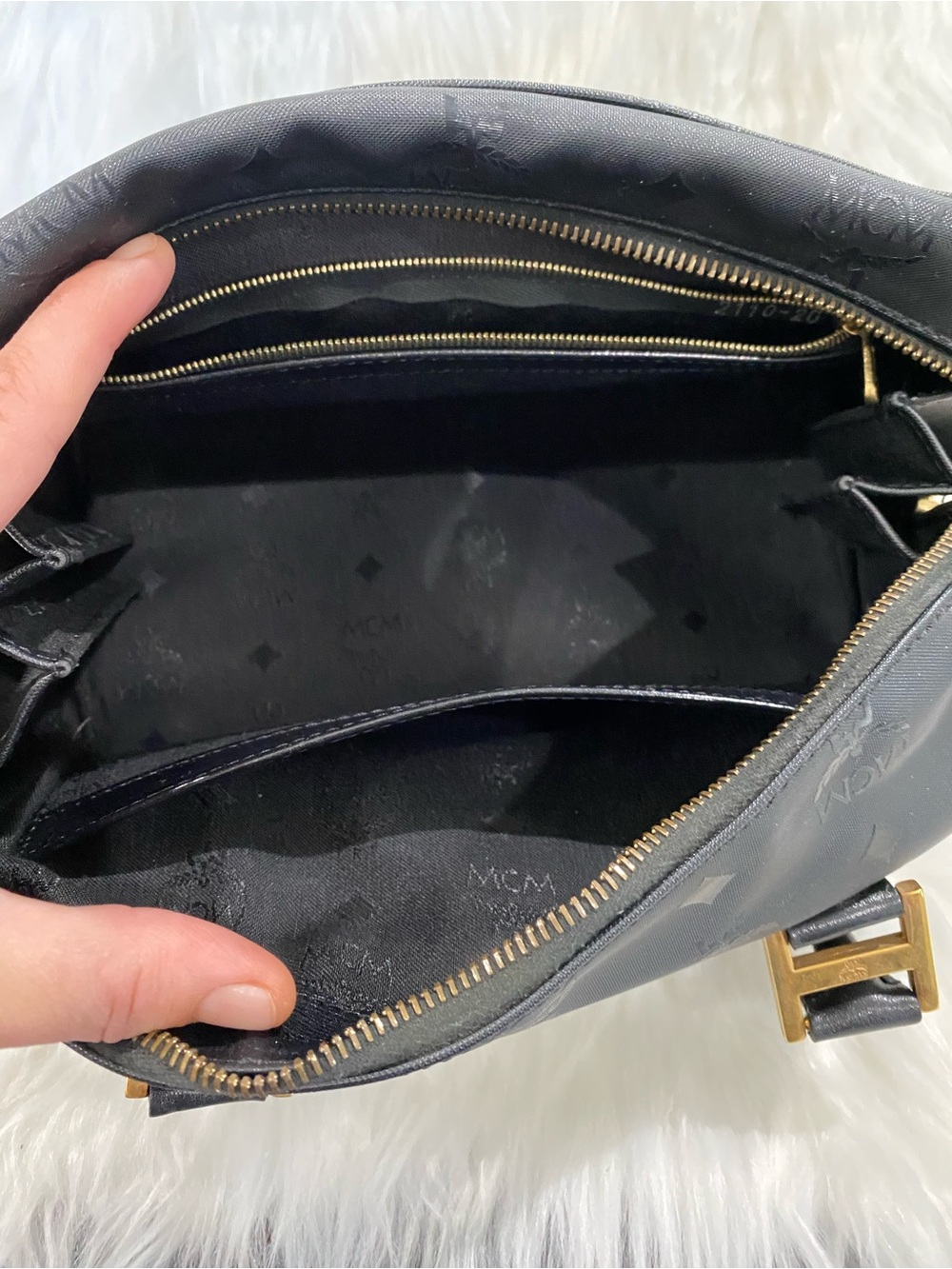 MCM Black Visetos Boston with Gold Hardware - Picture 9 of 12